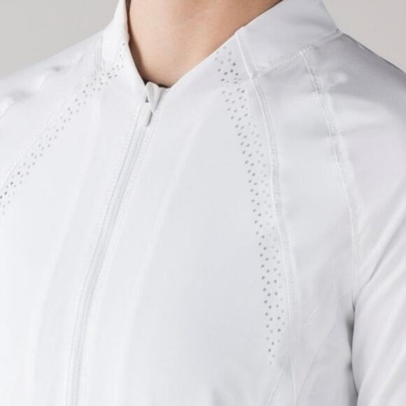 Lululemon Hit It Jacket White Laser Cut Perforated Zip Up Activewear Size 4 - Picture 8 of 14